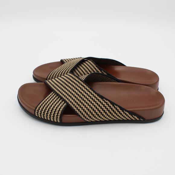 Rothys The Weekend Sandal Womens 10 Tan Black Knit Slip On Slides Comfort Shoe - Picture 3 of 6